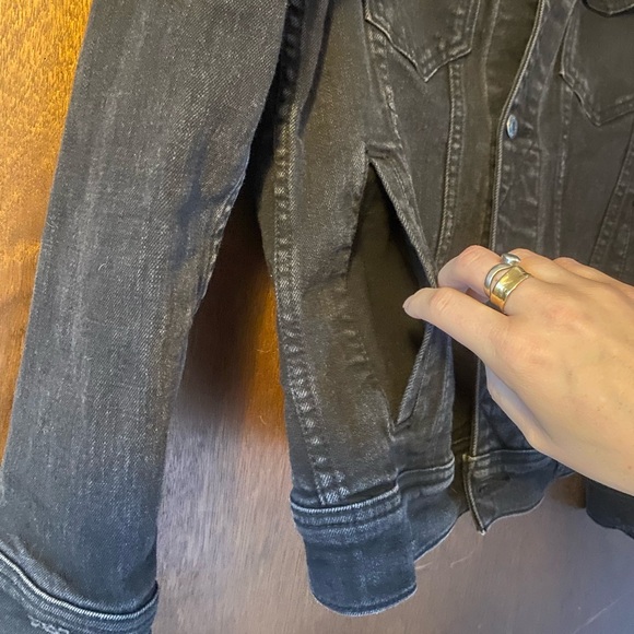 Grunge Hollister Hooded Black Jean Jacket size XS - Picture 2 of 8